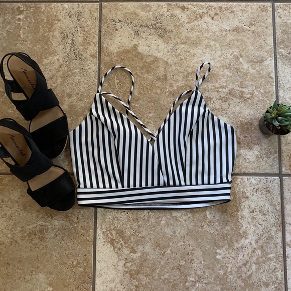 Charlotte Russe Tops - White and black crop top